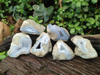 Polished One Side Blue Lace Agate Geodes x 6 From Nsanje, Malawi