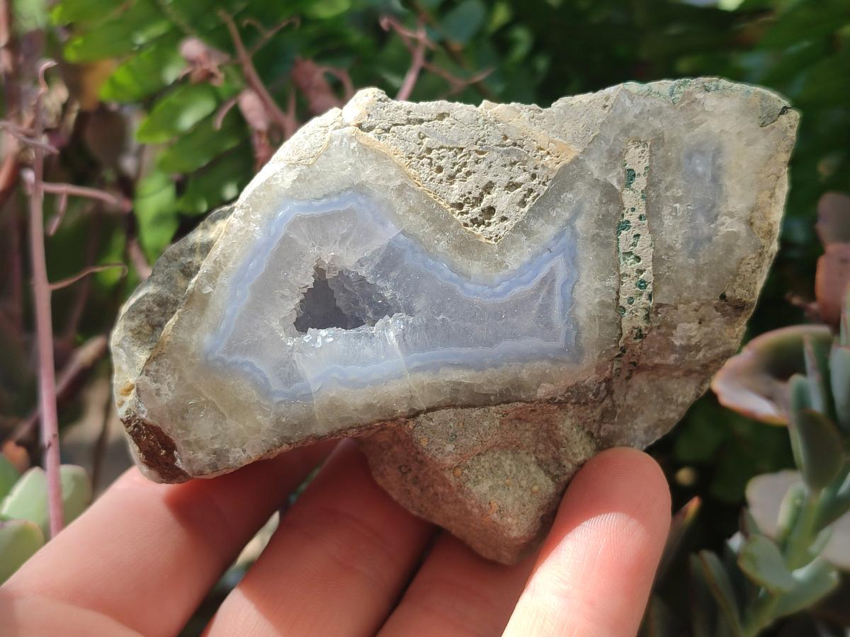 Polished One Side Blue Lace Agate Geodes x 6 From Nsanje, Malawi