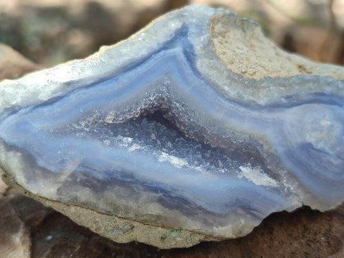 Polished One Side Blue Lace Agate Geodes x 6 From Nsanje, Malawi - Toprock Gemstones and Minerals 