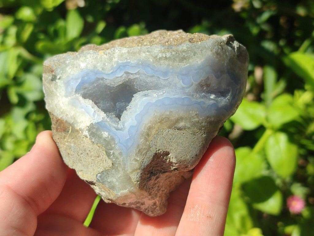 Polished One Side Blue Lace Agate Geodes x 6 From Nsanje, Malawi