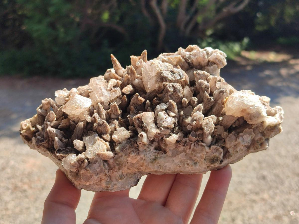 Natural Spearhead Calcite Cluster with Rhombohedral Crystals and Phosphorus Aragonite x 2 From Albert's Mountain, Lesotho