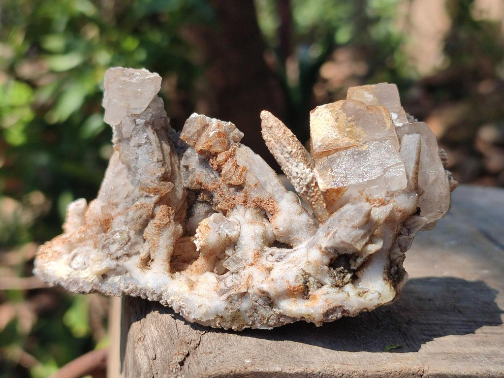 Natural Spearhead Calcite Cluster with Rhombohedral Crystals and Phosphorus Aragonite x 2 From Albert's Mountain, Lesotho