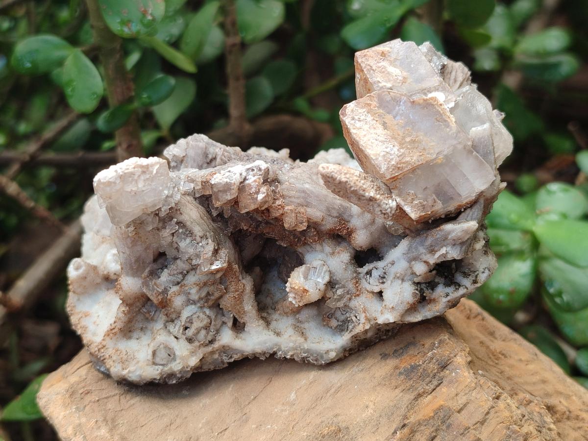 Natural Spearhead Calcite Cluster with Rhombohedral Crystals and Phosphorus Aragonite x 2 From Albert's Mountain, Lesotho