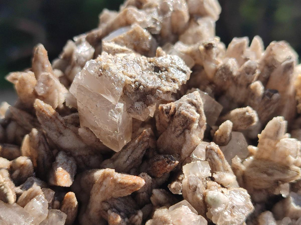 Natural Spearhead Calcite Cluster with Rhombohedral Crystals and Phosphorus Aragonite x 2 From Albert's Mountain, Lesotho