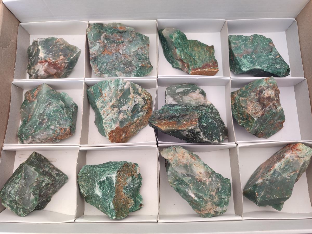 Natural Swazi Jade Cobbed Specimens x 12 From Swaziland