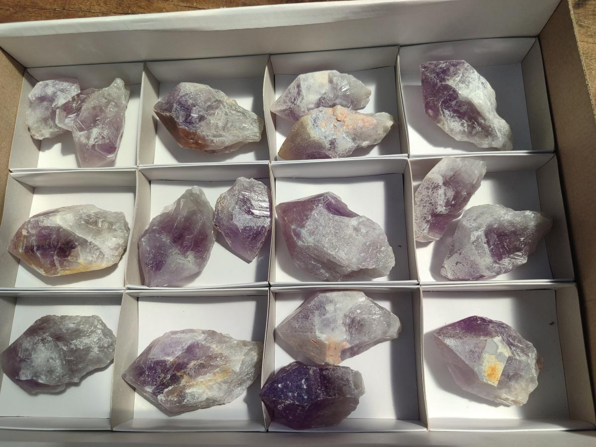 Natural Jacaranda Amethyst Single Crystals x 17 From Mumbwa, Zambia