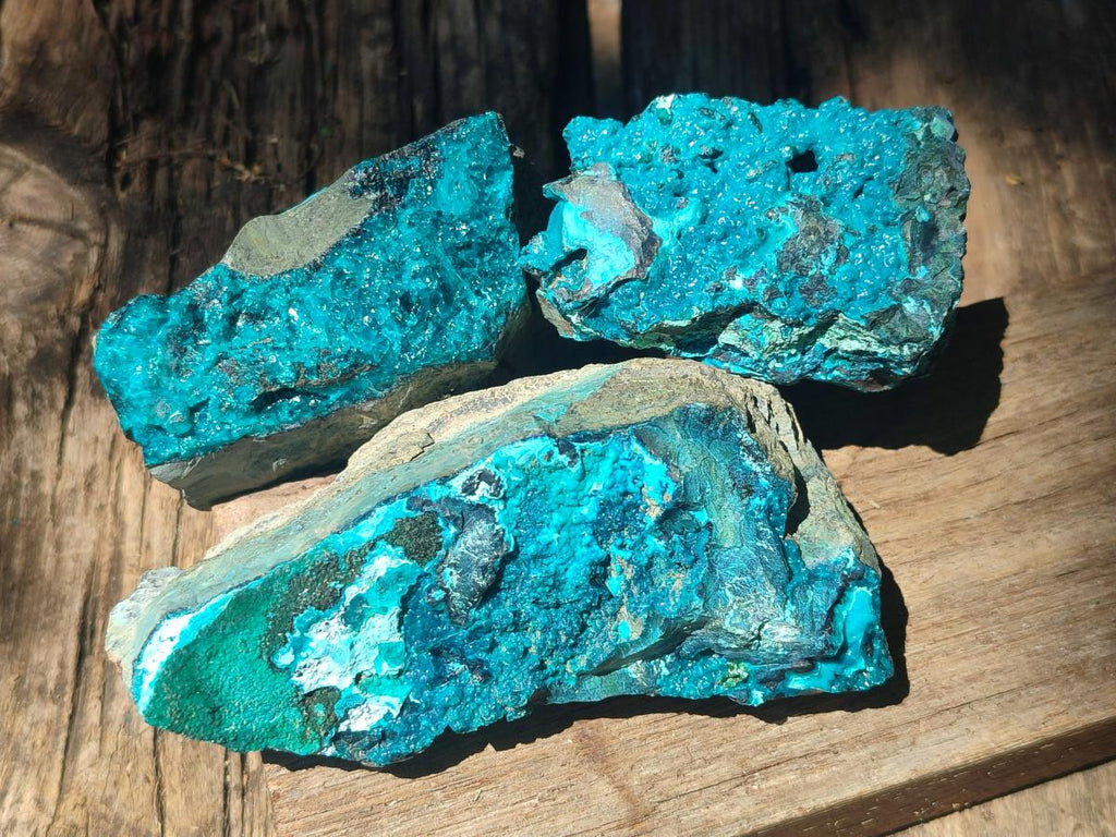 Natural Bright Blue Silica Chrysocolla Specimens x 12 From Kulukuluku, Congo - Toprock Gemstones and Minerals 