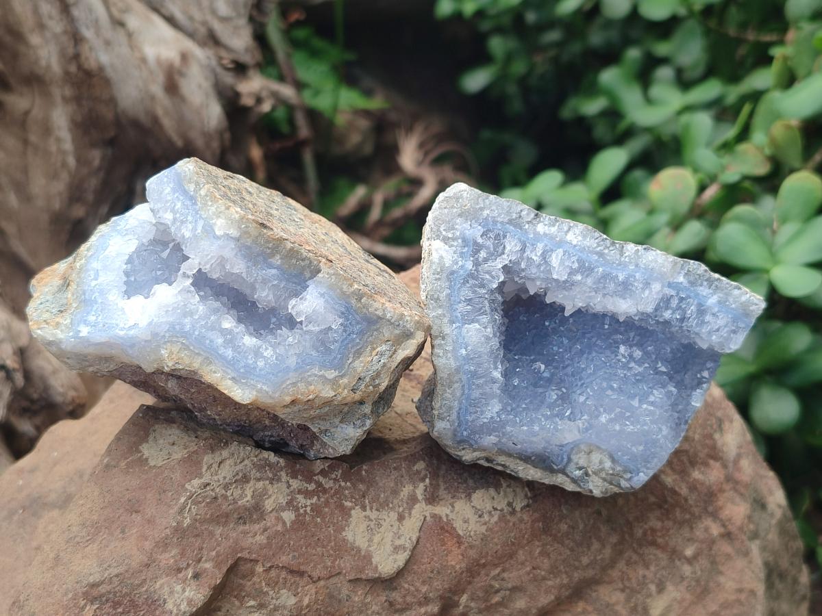 Natural Blue Lace Agate Geode and Vug Specimens x 32 From Nsanje, Malawi - Toprock Gemstones and Minerals 