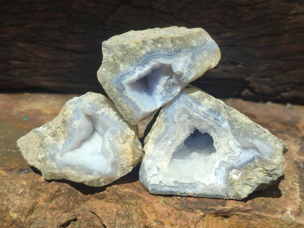 Natural Blue Lace Agate Geode and Vug Specimens x 32 From Nsanje, Malawi - Toprock Gemstones and Minerals 