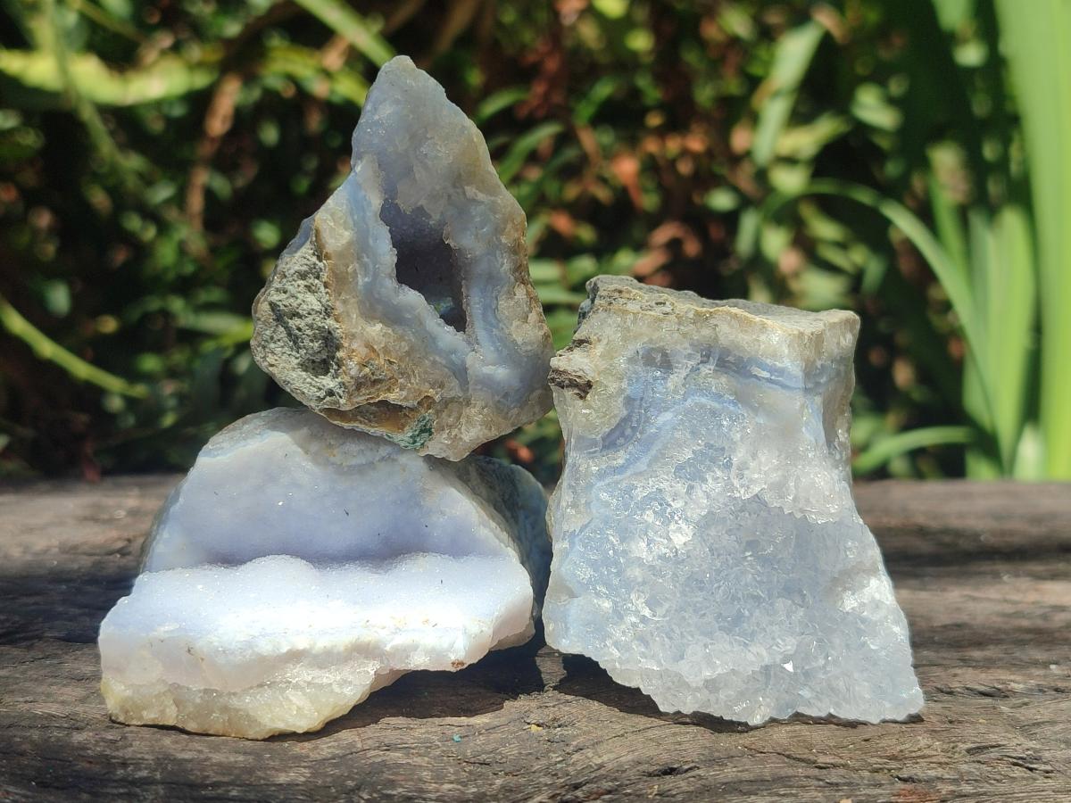 Natural Blue Lace Agate Geode and Vug Specimens x 32 From Nsanje, Malawi - Toprock Gemstones and Minerals 