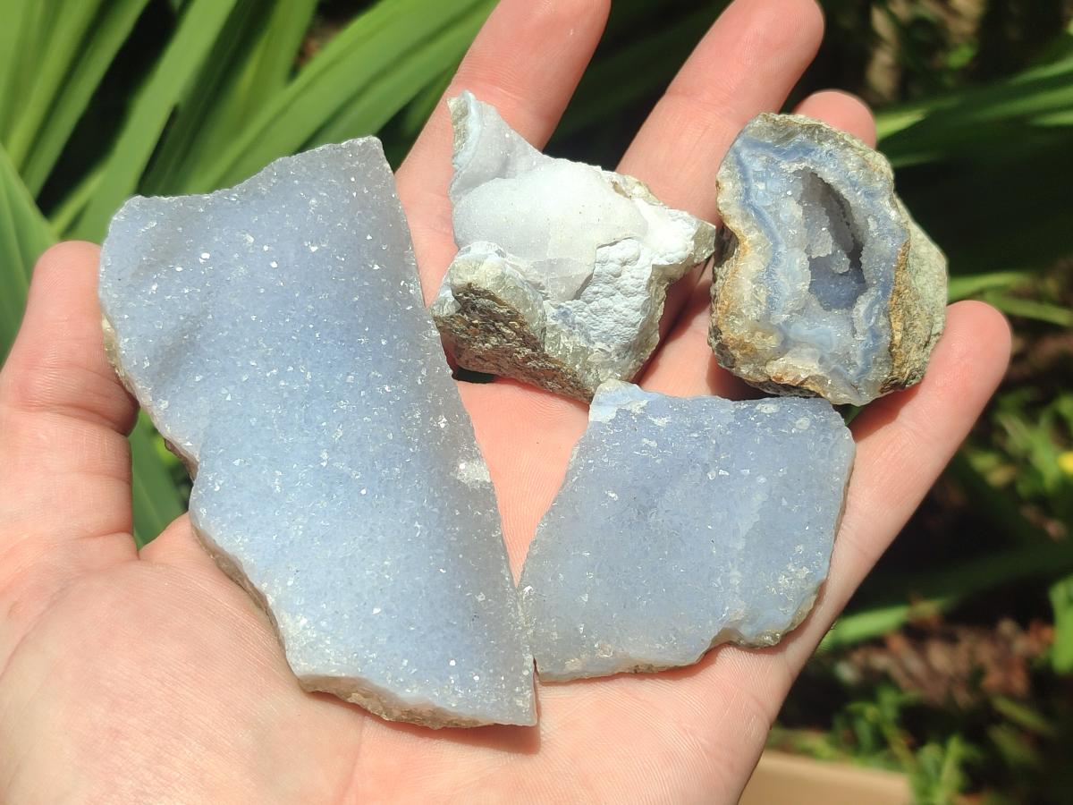 Natural Blue Lace Agate Geode and Vug Specimens x 32 From Nsanje, Malawi - Toprock Gemstones and Minerals 