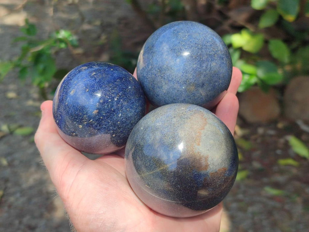 Polished Lazulite Spheres x 6 From Madagascar - Toprock Gemstones and Minerals 