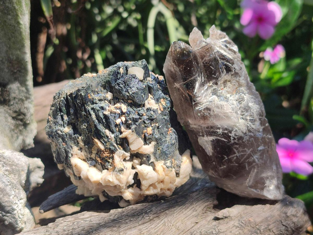 Natural Smokey Quartz Crystals with Aegirine x 12 From Zomba Plateau, Malawi - Toprock Gemstones and Minerals 