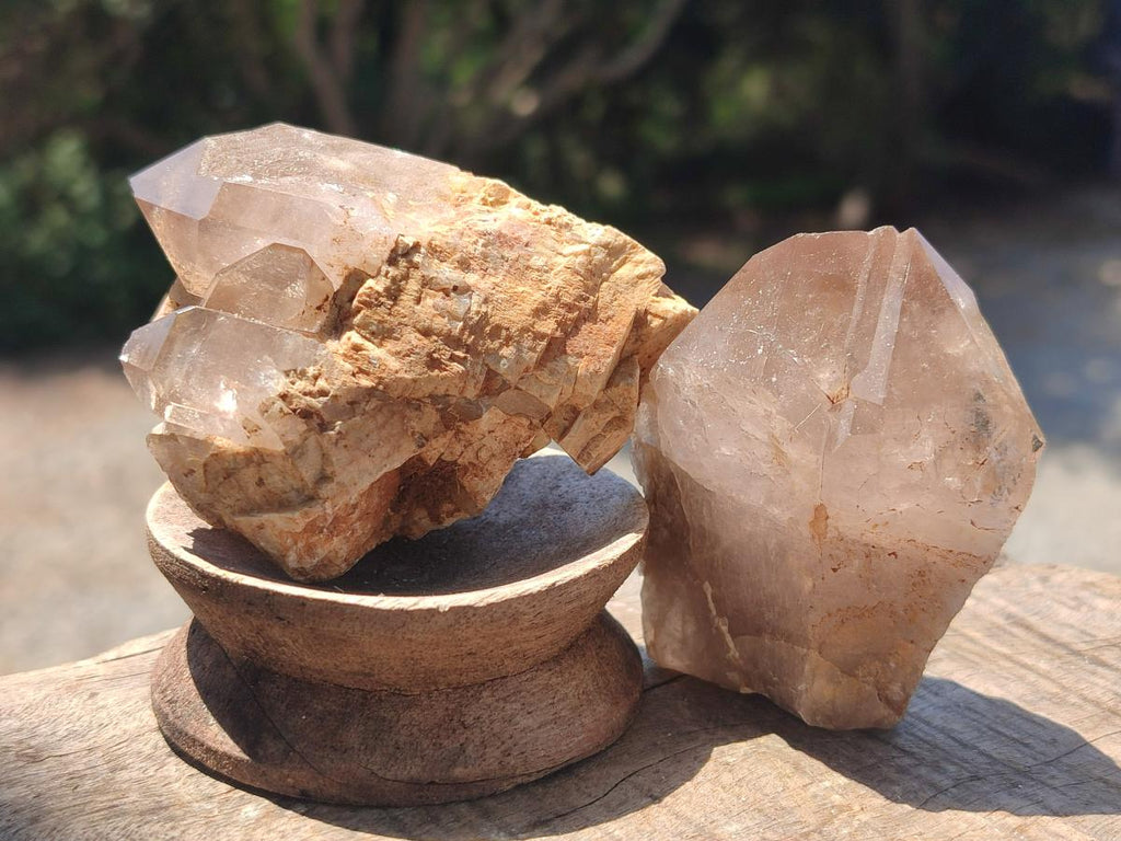 Natural Smokey Quartz Crystals with Aegirine x 12 From Zomba Plateau, Malawi - Toprock Gemstones and Minerals 