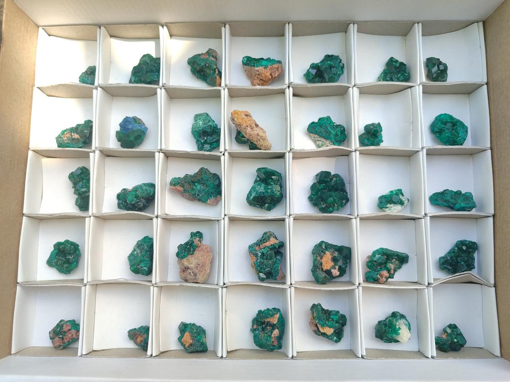 Natural Small Dioptase Specimens on Dolomite Matrix x 35 From Tantara Mine, Congo - Toprock Gemstones and Minerals 