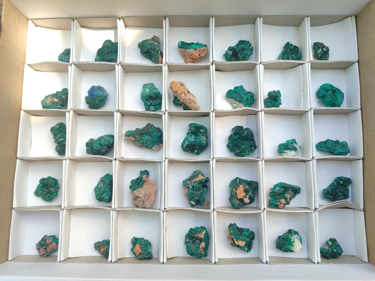 Natural Small Dioptase Specimens on Dolomite Matrix x 35 From Tantara Mine, Congo - Toprock Gemstones and Minerals 