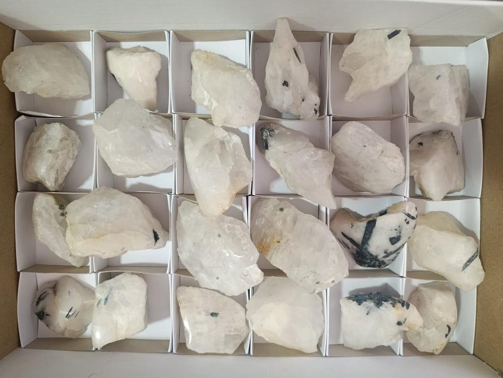 Polished One Side Tourmalinated Quartz Slices x 24 From Namibia - Toprock Gemstones and Minerals 