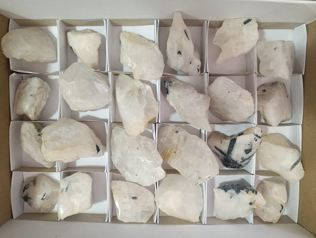 Polished One Side Tourmalinated Quartz Slices x 24 From Namibia - Toprock Gemstones and Minerals 