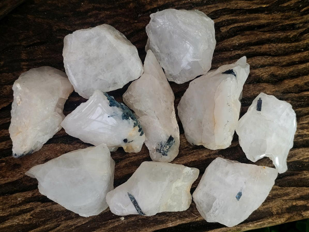 Polished One Side Tourmalinated Quartz Slices x 24 From Namibia - Toprock Gemstones and Minerals 
