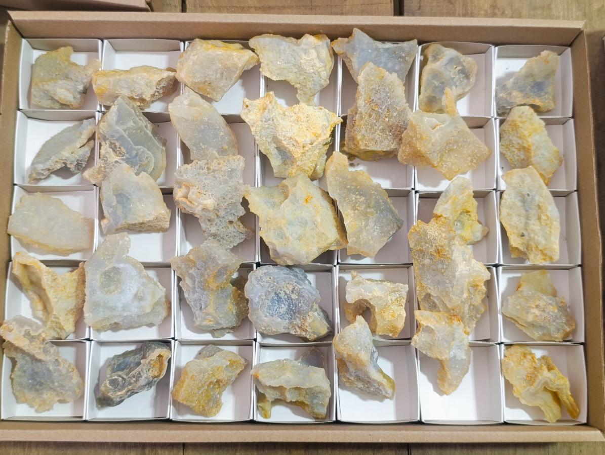 Natural Etched Blue Chalcedony Specimens x 35 From Nsanje, Malawi - Toprock Gemstones and Minerals 
