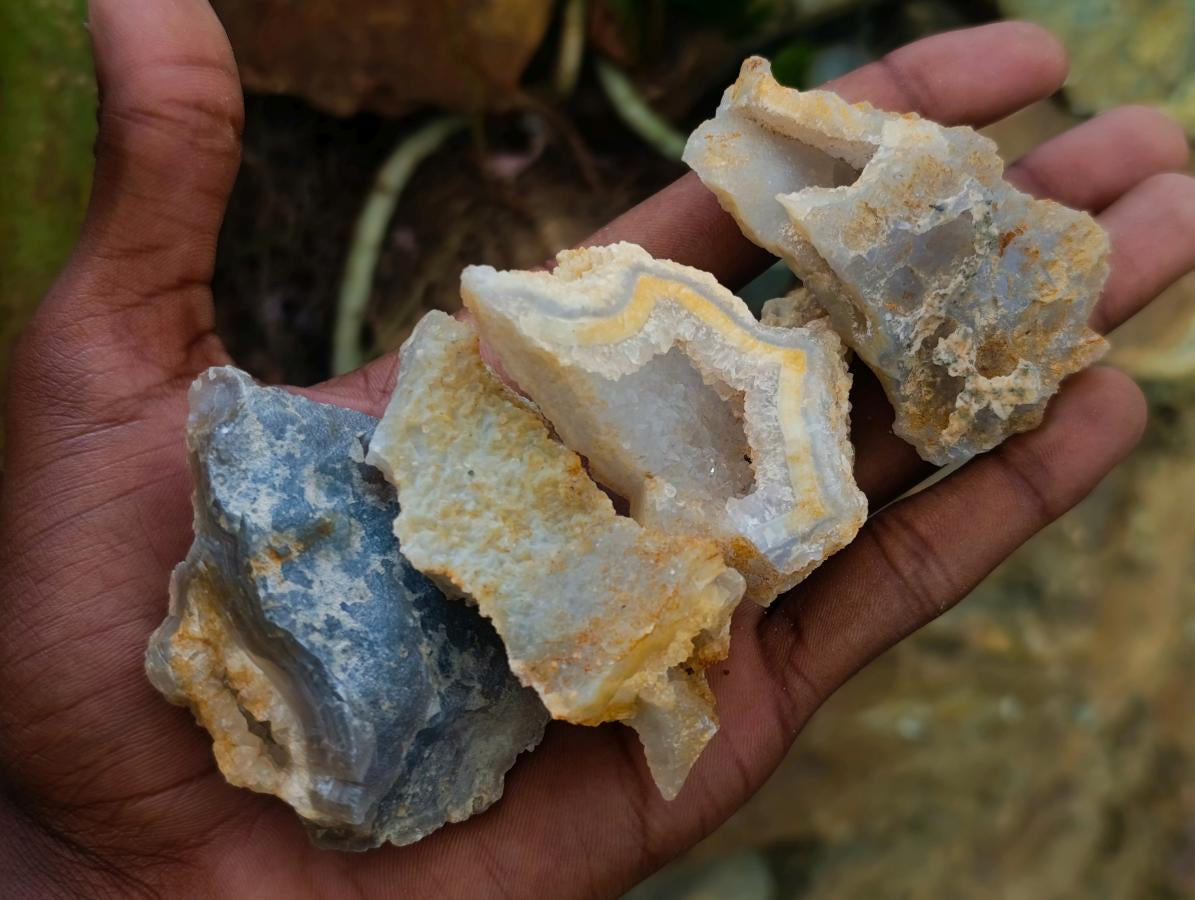 Natural Etched Blue Chalcedony Specimens x 35 From Nsanje, Malawi - Toprock Gemstones and Minerals 