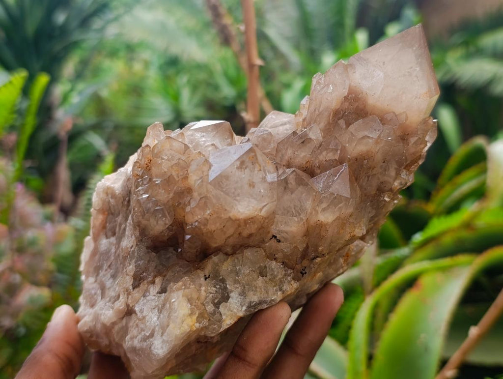 Natural Cascading White Phantom Smokey Luena Quartz Clusters x 2 From Luena, Congo - Toprock Gemstones and Minerals 