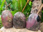 Polished Rhodonite Standing Display Pieces x 3 From Ambindavato, Madagascar - Toprock Gemstones and Minerals 