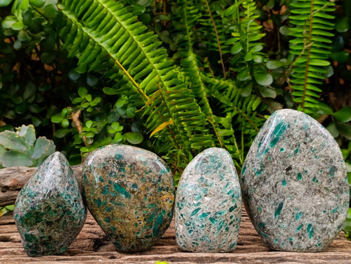 Polished Emerald Mica 'Mutokolite' Standing Display Pieces x 4 From Mutoko, Zimbabwe - Toprock Gemstones and Minerals 