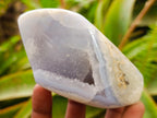 Polished and Natural Blue Lace Agate Standing Display Pieces x 5 From Nsanje, Malawi - Toprock Gemstones and Minerals 