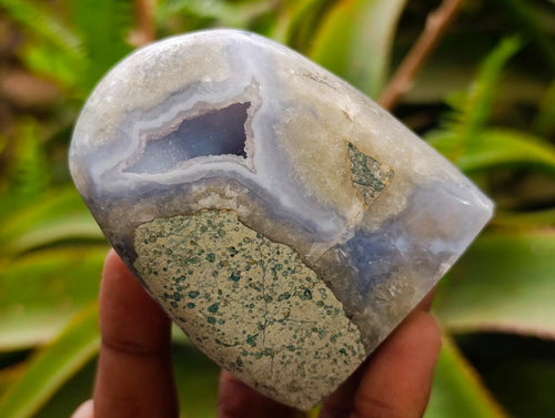 Polished and Natural Blue Lace Agate Standing Display Pieces x 5 From Nsanje, Malawi - Toprock Gemstones and Minerals 
