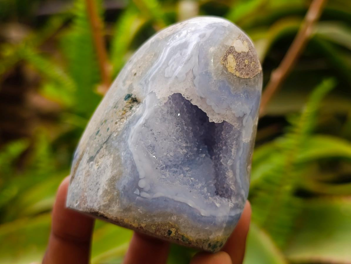 Polished and Natural Blue Lace Agate Standing Display Pieces x 5 From Nsanje, Malawi - Toprock Gemstones and Minerals 