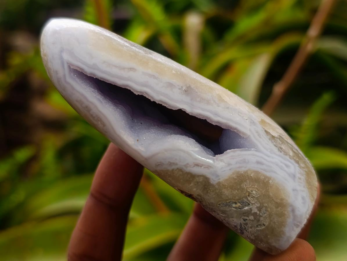 Polished and Natural Blue Lace Agate Standing Display Pieces x 5 From Nsanje, Malawi - Toprock Gemstones and Minerals 