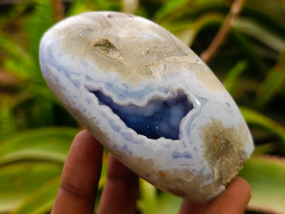 Polished and Natural Blue Lace Agate Standing Display Pieces x 5 From Nsanje, Malawi - Toprock Gemstones and Minerals 