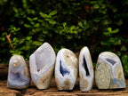 Polished and Natural Blue Lace Agate Standing Display Pieces x 5 From Nsanje, Malawi - Toprock Gemstones and Minerals 