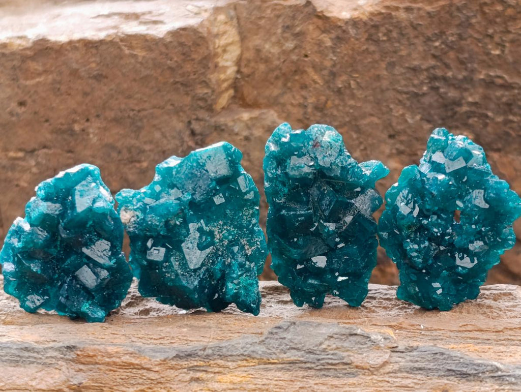 Natural Small Dioptase Specimens on Dolomite Matrix x 20 From Tantara Mine, Congo - Toprock Gemstones and Minerals 