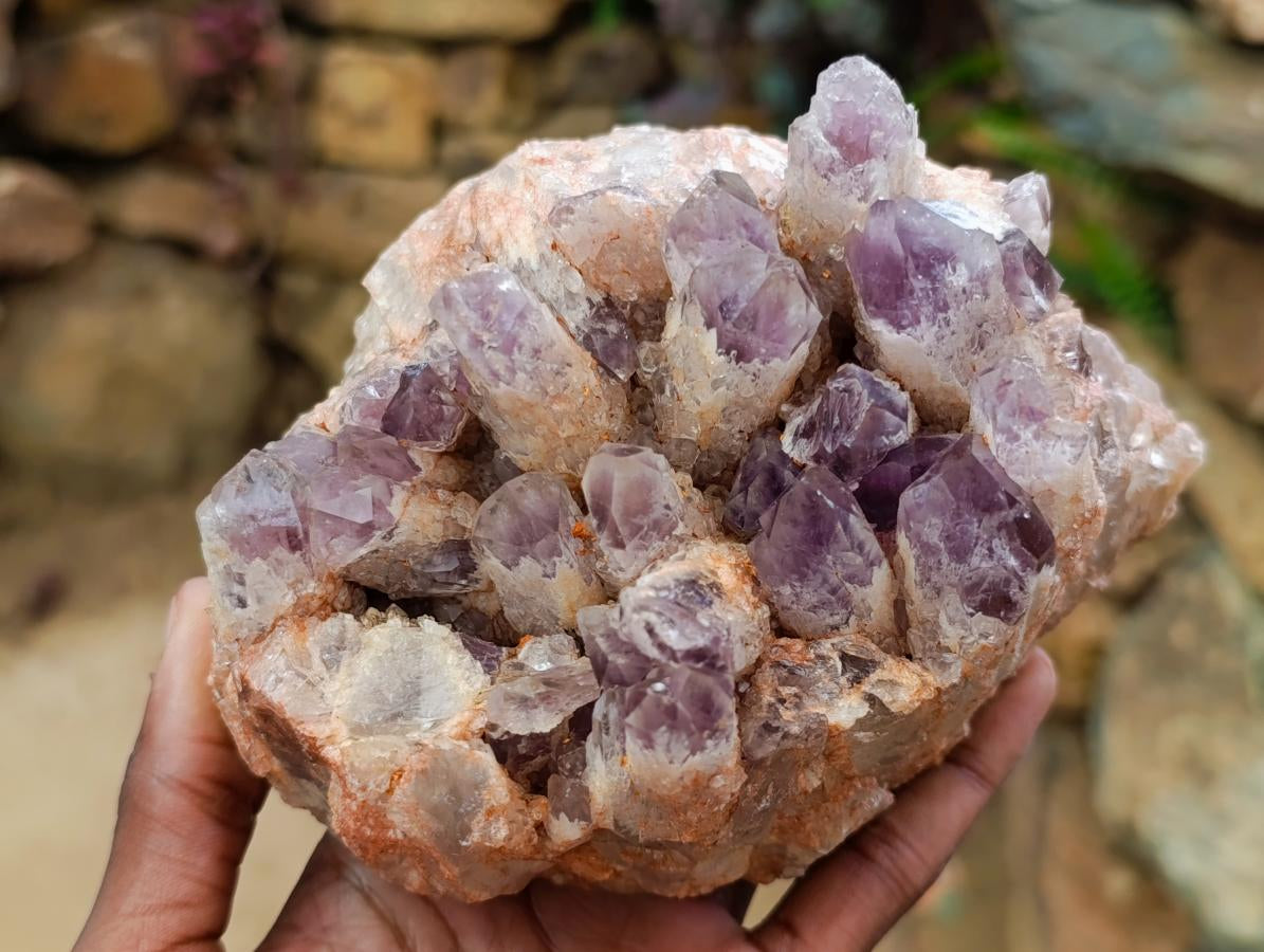 Natural Sugar Amethyst Clusters x 3 From Solwezi, Zambia - Toprock Gemstones and Minerals 