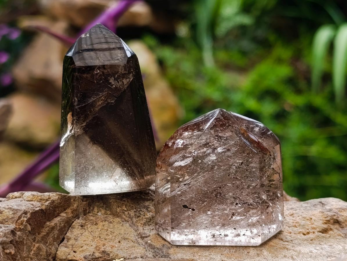 Polished Dark Morion Smokey Quartz Crystals x 12 From Madagascar - Toprock Gemstones and Minerals 