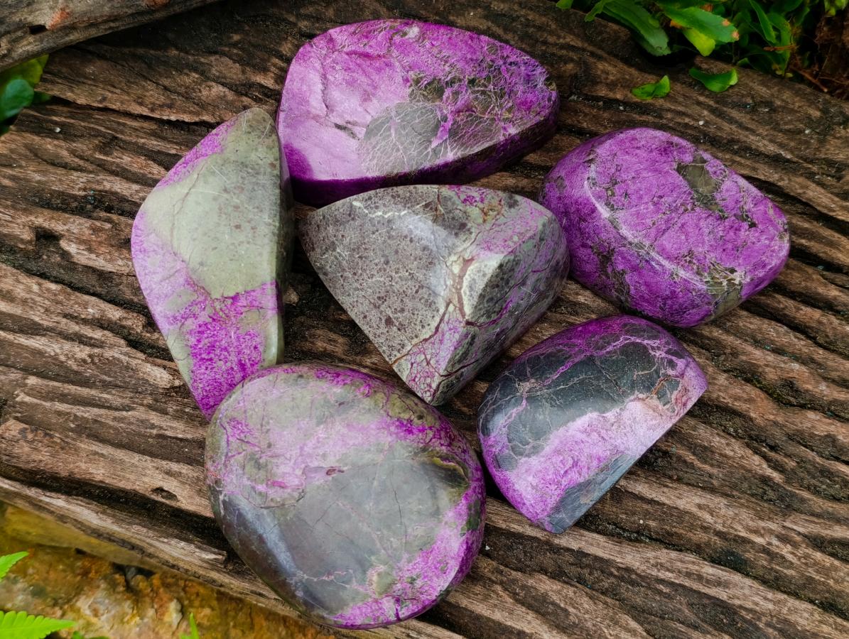 Polished Stichtite Free Forms x 6 From Barberton, South Africa - Toprock Gemstones and Minerals 