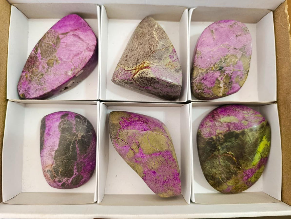 Polished Stichtite Free Forms x 6 From Barberton, South Africa - Toprock Gemstones and Minerals 