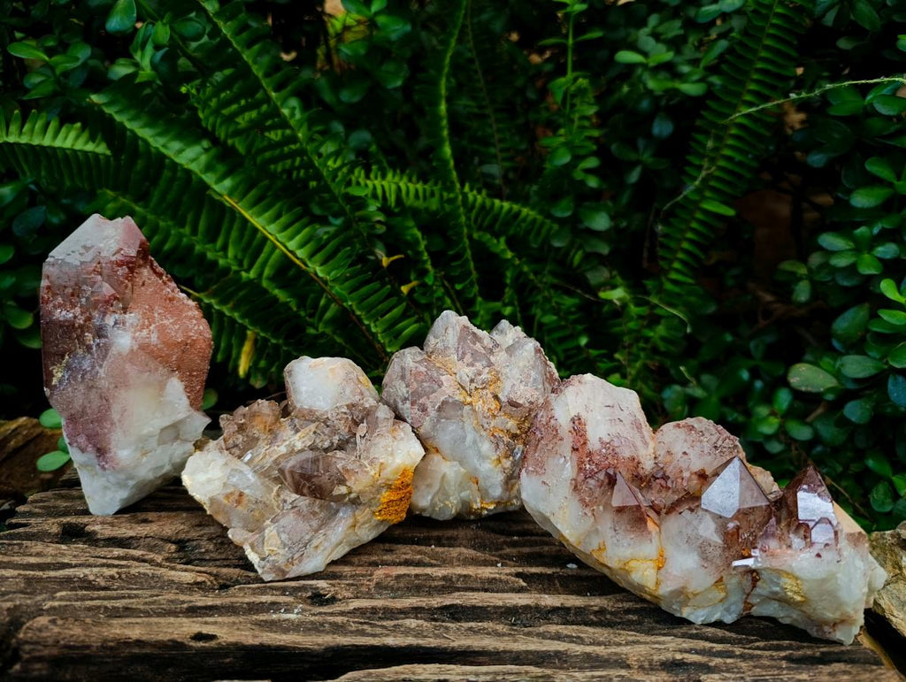 Natural Red Hematoid Quartz Crystal and Clusters x 4 From Karoi, Zimbabwe - Toprock Gemstones and Minerals 