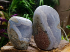 Polished and Natural Blue Lace Agate Standing Display Pieces x 2 From Nsanje, Malawi - Toprock Gemstones and Minerals 
