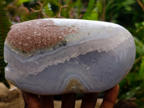 Polished and Natural Blue Lace Agate Standing Display Pieces x 2 From Nsanje, Malawi - Toprock Gemstones and Minerals 