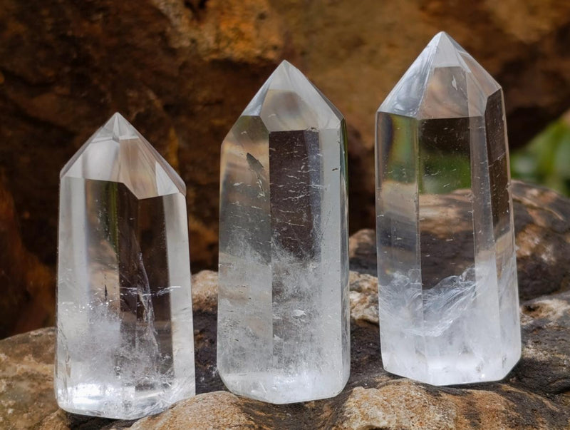 Polished Clear Quartz Crystals x 20 From Madagascar - Toprock Gemstones and Minerals 
