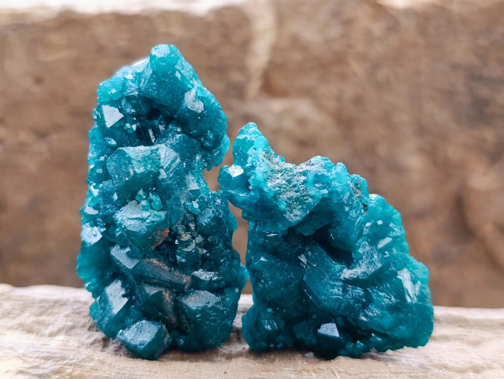 Natural Small Dioptase Specimens on Dolomite Matrix x 12 From Tantara Mine, Congo - Toprock Gemstones and Minerals 