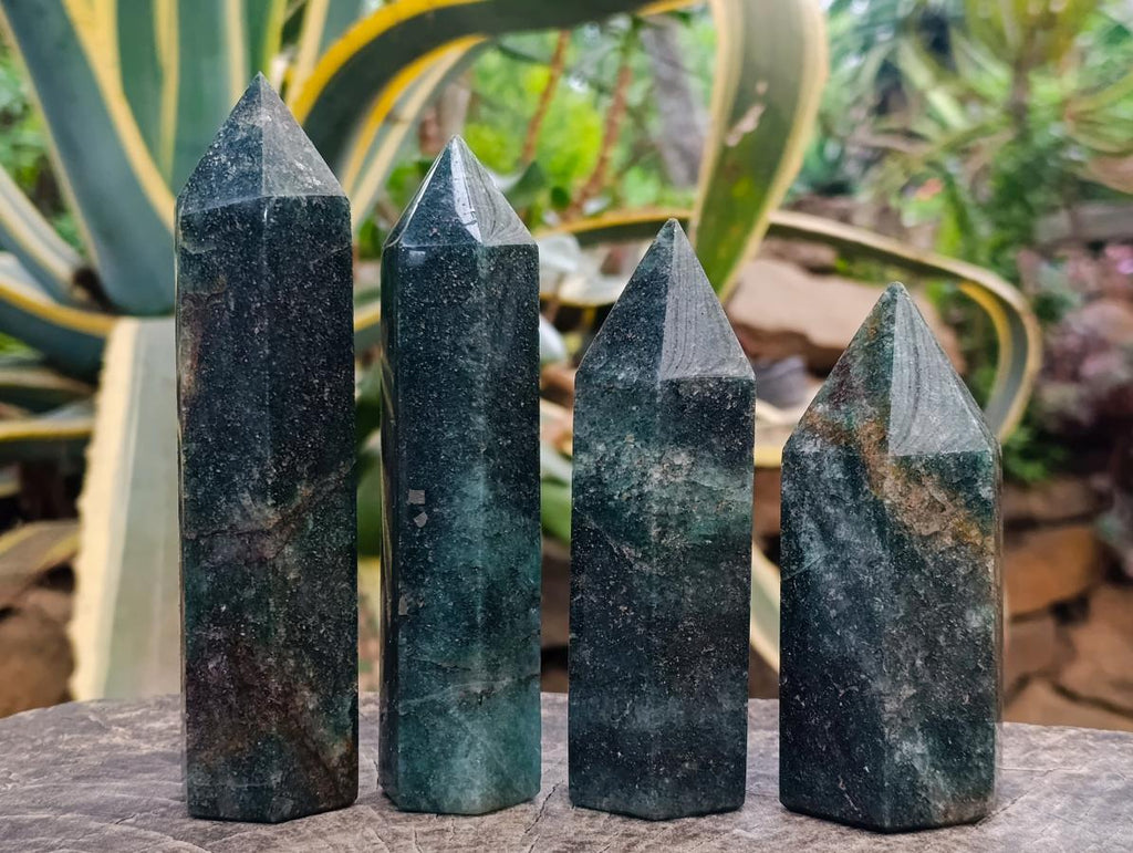 Polished Fuchsite Quartz Display Crystals x 4 From Andakatany, Madagascar - Toprock Gemstones and Minerals 