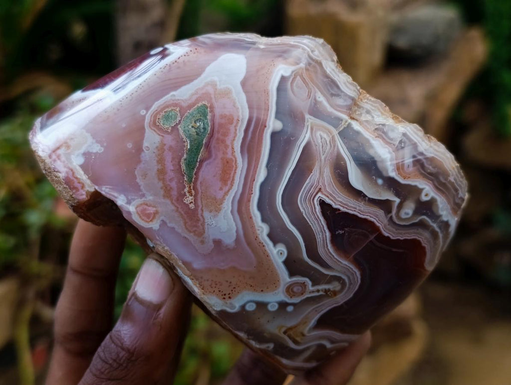 Polished One Side Red Shashe River Agate Nodules x 4 From Shashe River, Zimbabwe - Toprock Gemstones and Minerals 