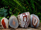 Polished One Side Red Shashe River Agate Nodules x 4 From Shashe River, Zimbabwe - Toprock Gemstones and Minerals 