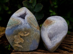 Polished and Natural Blue Lace Agate Standing Display Pieces x 6 From Nsanje, Malawi - Toprock Gemstones and Minerals 