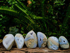 Polished and Natural Blue Lace Agate Standing Display Pieces x 6 From Nsanje, Malawi - Toprock Gemstones and Minerals 