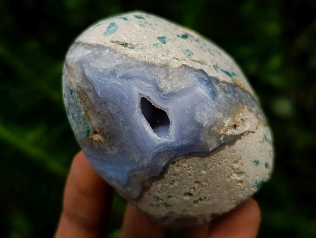Polished and Natural Blue Lace Agate Standing Display Pieces x 6 From Nsanje, Malawi - Toprock Gemstones and Minerals 